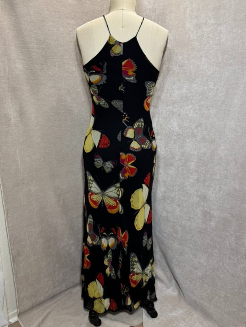 Vintage 1990s Cache Butterfly Halter Dress - Picture 11 of 12
